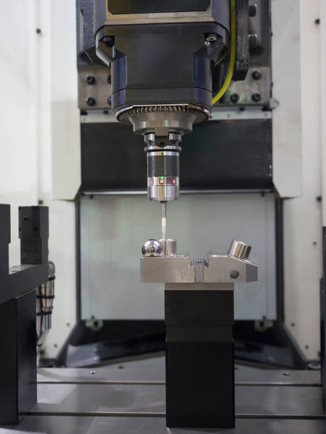 istock CNC machining center inspection dimension on machine 639783802