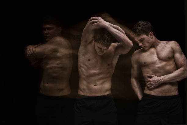 istock Multiple Exposure - Muscular man stretching 639784118