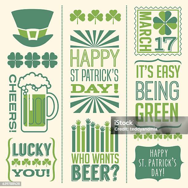 St Patricks Day Design Elements For Banners Greeting Cards Invitations Stock Illustration - Download Image Now