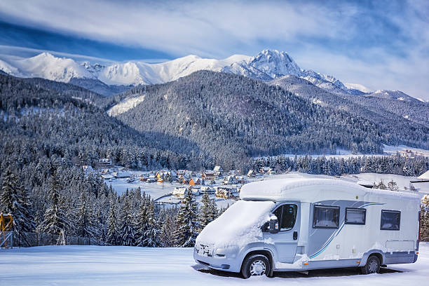 istock Winter holidays with motorhome in the Mountains 639791942