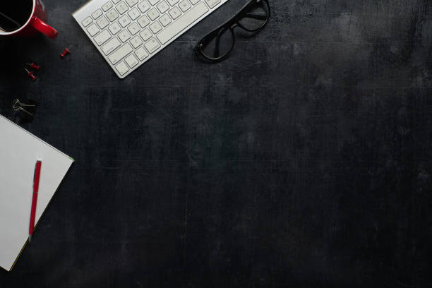 istock Wooden black office desk table 639793914