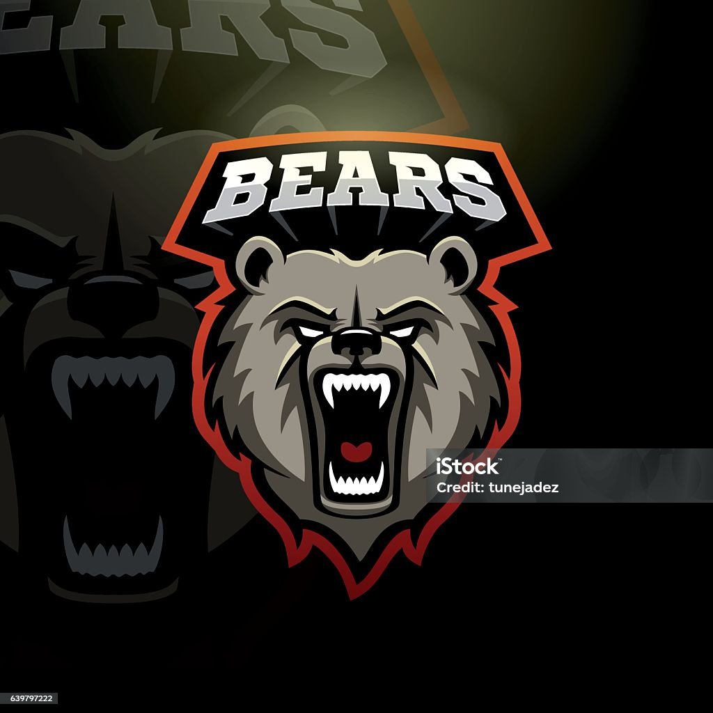 Bears sport sign Mascot grizzly bear logo for a sport team. Vector illustration. Bear stock vector