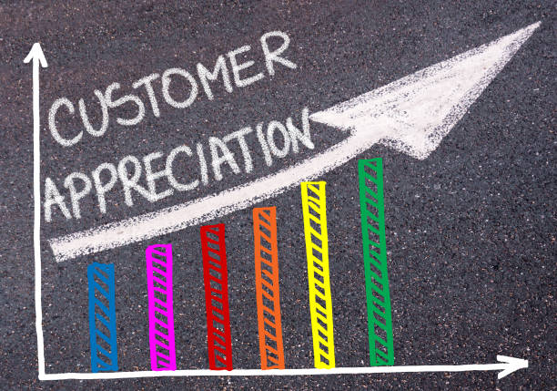 istock CUSTOMER APPRECIATION written over colorful graph and rising arrow 639797552