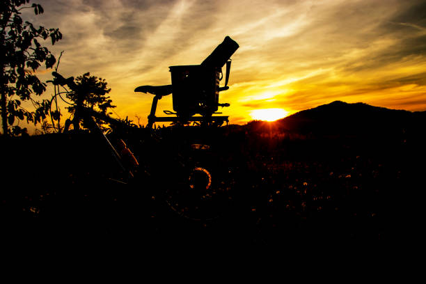istock Evening recreation with bicycle with sunset and dramatic sky. 639799910