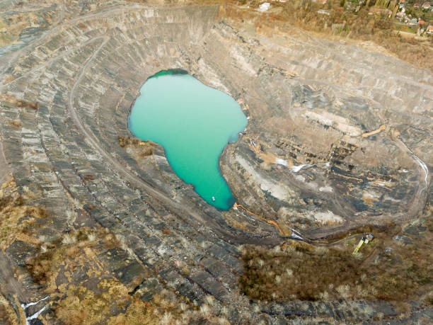 istock Mine lake with green water 639800048