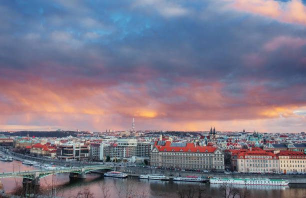 istock Prague architecture and Vltava river, Czech Republic. 639800580