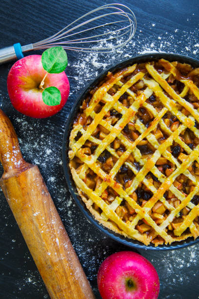 istock Delicious apple pie and apples 639802332