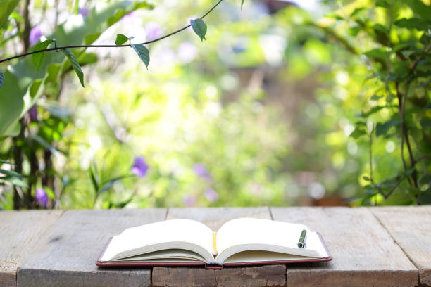 istock Notebook and pencil on wooden table 639803864