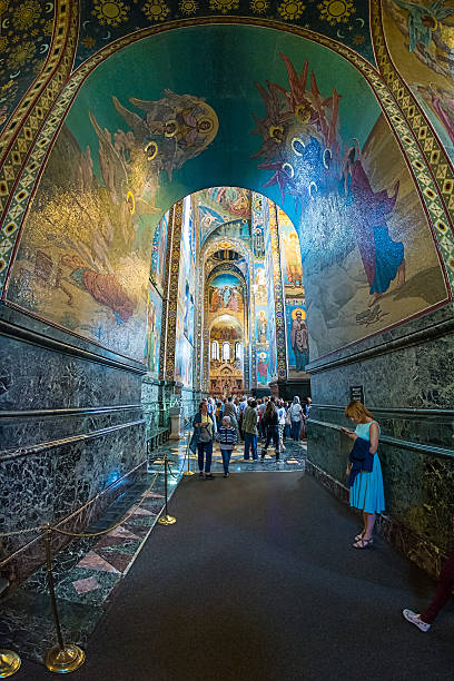 kościół zbawiciela na rozlanej krwi. wnętrze. - cathedral st petersburg indoors fresco zdjęcia i obrazy z banku zdjęć