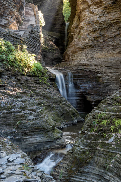 istock Small waterfall at Watkins Glen State Park, New York, USA. 639811844