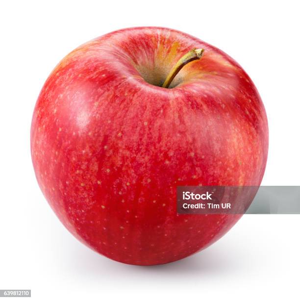 白で切り離された新鮮な赤いリンゴクリッピングパス付き - リンゴのストックフォトや画像を多数ご用意 - リンゴ, 赤, 白背景
