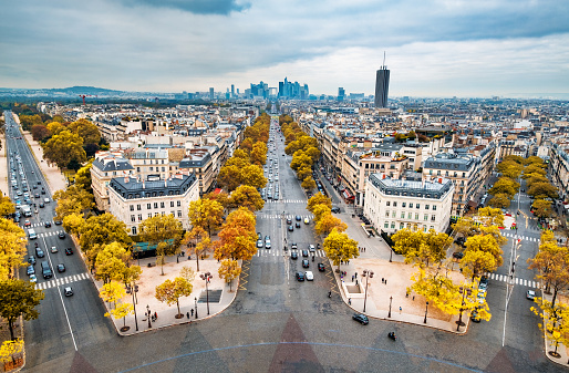 Autumn view from the Arc de Triomphe, Paris