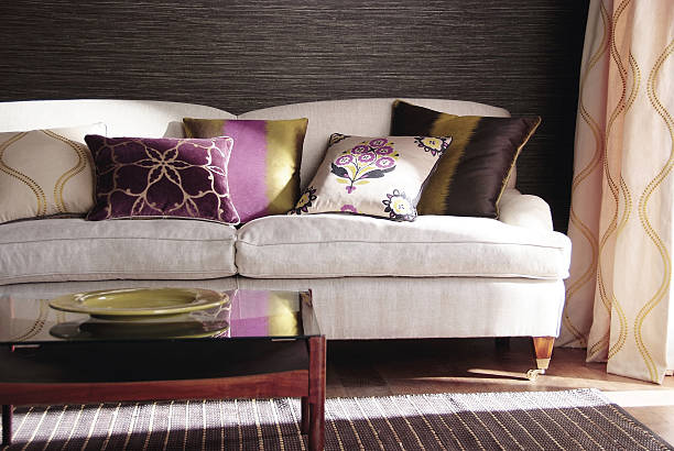 istock Interior of three seater sofa in living room 639814732