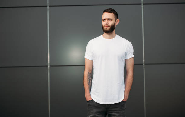istock Hipster wearing white blank t-shirt with space for your logo 639814888
