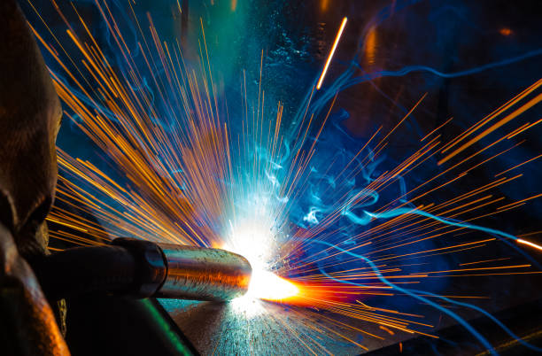 istock Industrial steel welder in factory technical, 639814966