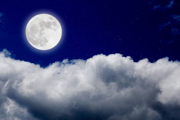 istock Romantic night with full moon and stars with cloudscap. 639823426