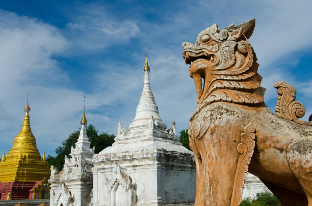 istock Burmese Lion standing guard over at Inwa 639828914