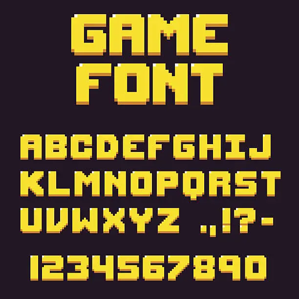 Vector illustration of Pixel retro videogame font