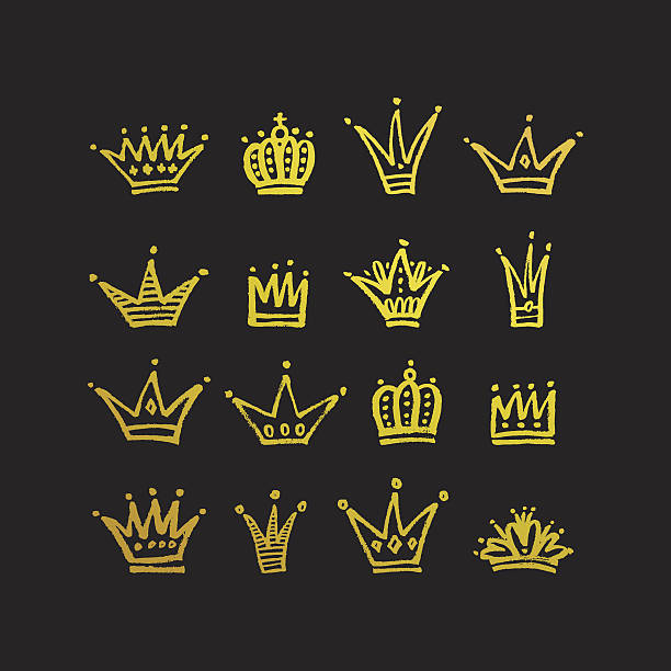 illustrations, cliparts, dessins animés et icônes de ensemble de couronnes dessinées à la main. - princess queen nobility glamour