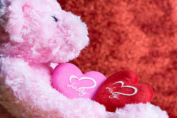 istock teddy Bear with Heart on red background,concept valentine 639833022