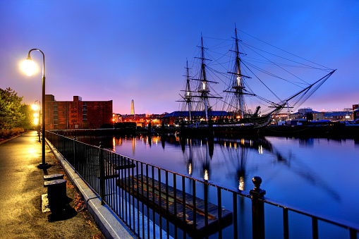 USS Constitution is a wooden-hulled, three-masted heavy frigate of the United States Navy. Named by President George Washington after the Constitution of the United States of America, she is the world's oldest commissioned naval vessel afloat