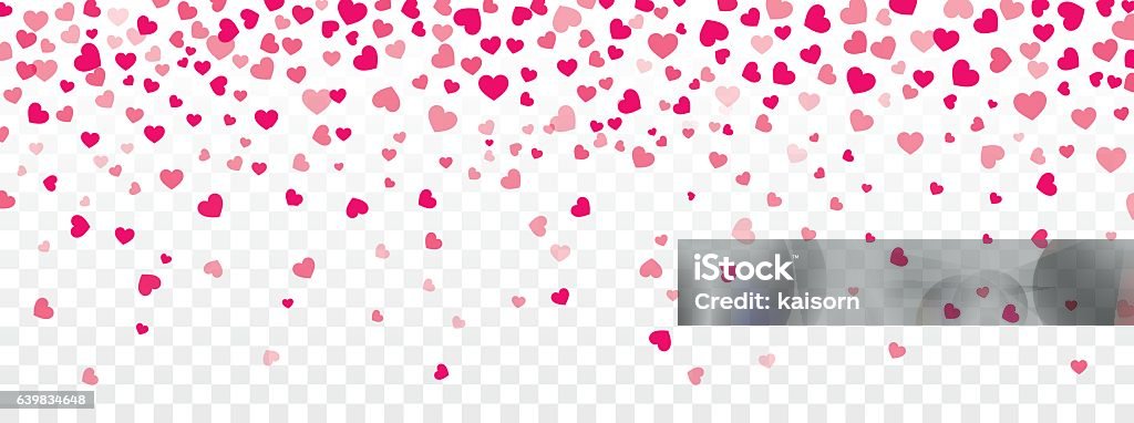 Valentine background with hearts falling on transparent Heart Shape stock vector