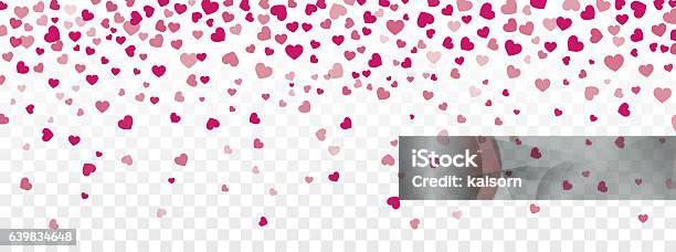 Valentine Background With Hearts Falling On Transparent Stock Illustration - Download Image Now