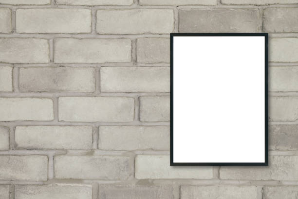 istock Mock up blank poster picture frame on brick wall. 639835502