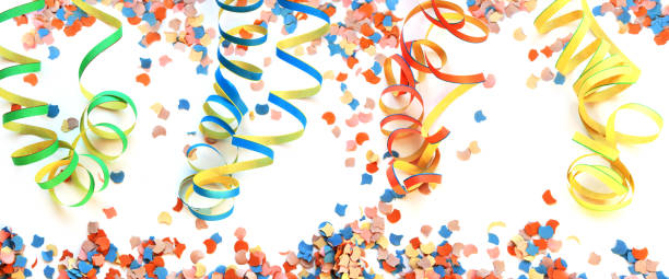 istock Air streamers and confetti background 639836492