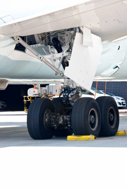 istock Landing gear of a large airplane 639837008