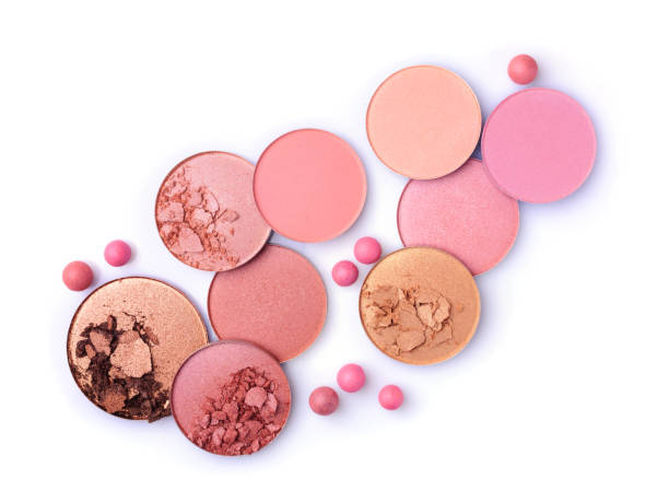 istock Crushed pink, beige and golden blush and eyeshadow 639841312