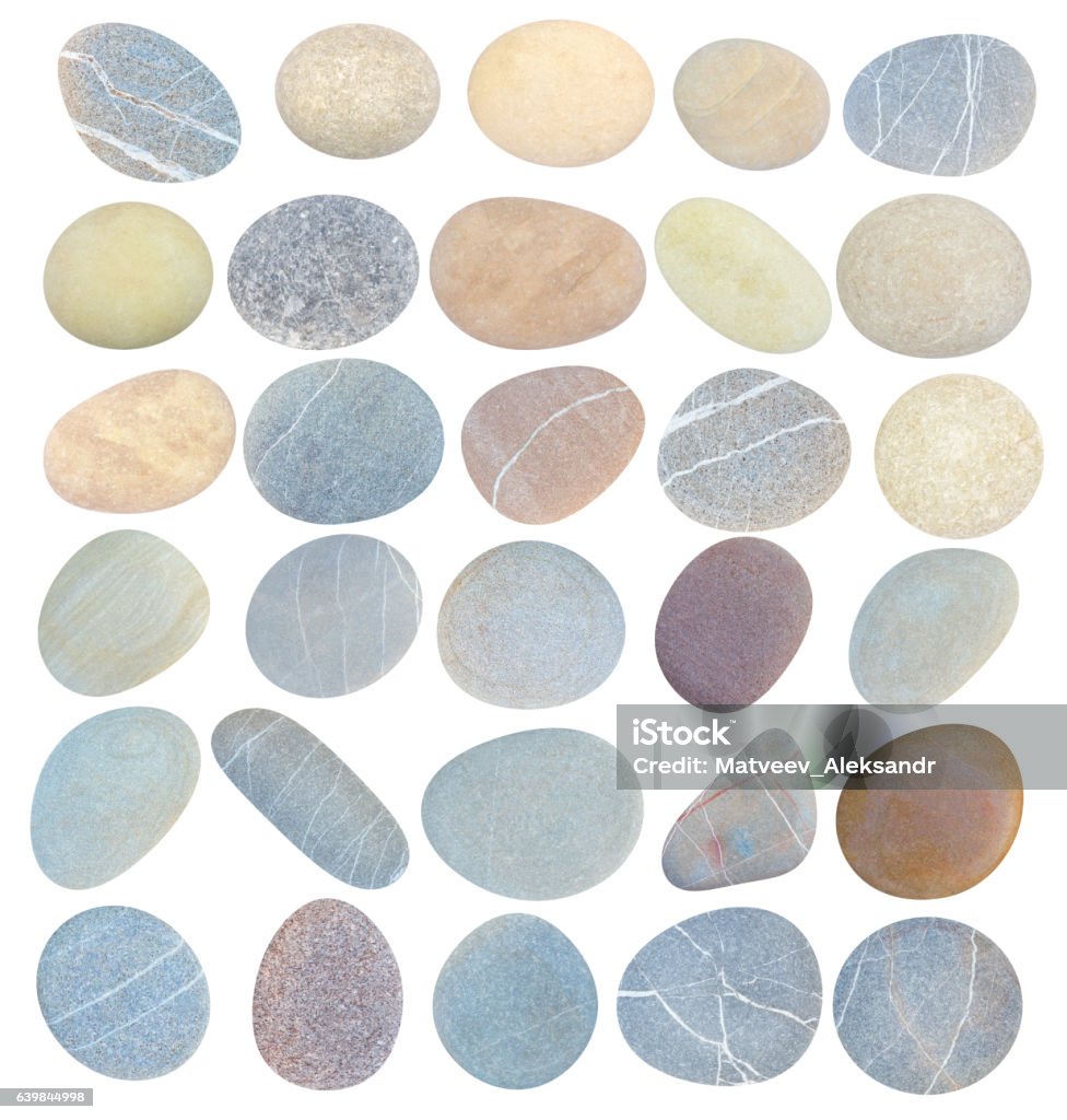 pebbles collection isolated on white background Pebble Stock Photo