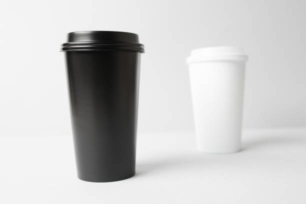 istock Black and white paper cup mockup 639845838