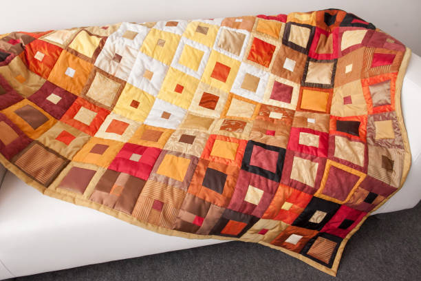 istock Part of patchwork quilt as background. Handmade 639849434