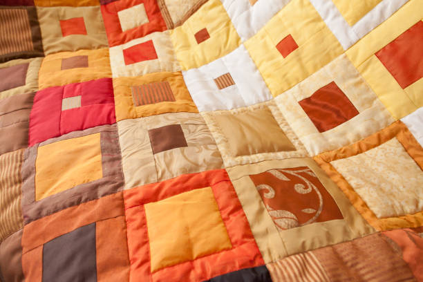 istock Part of patchwork quilt as background. Handmade 639849450