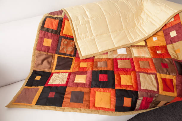 istock Part of patchwork quilt as background. Handmade 639849466