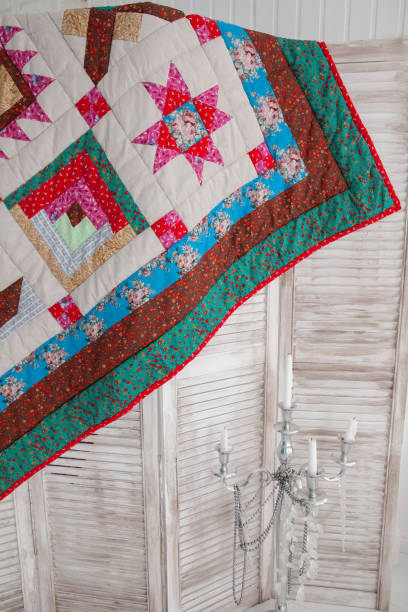 istock Part of patchwork quilt as background. Handmade 639849790