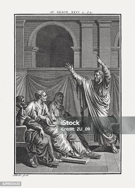 Paul Before Festus And Agrippa Published C 1850 Stock Photo - Download Image Now