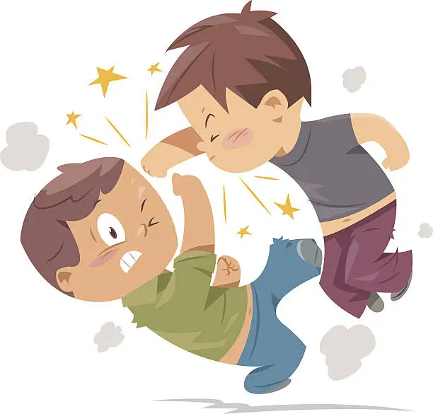 Vector illustration of fighting boys