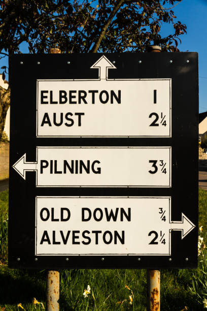 istock Pre-worboys old road sign in UK. 639861334