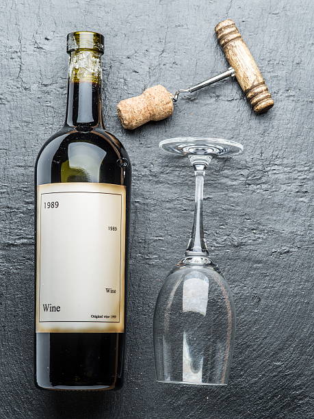 istock Wine bottle, wine glass and corkscrew. 639863970