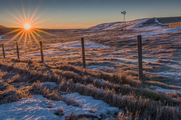 istock Winter Sunrise on a Prairie Coulee 639864288