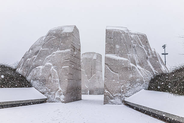 Winter snow storm with Martin Luther King Jr. Memorial Washington Dc, United States - January 7, 2017: Winter snow storm with Martin Luther King Jr. Memorial martin luther king jr memorial stock pictures, royalty-free photos & images