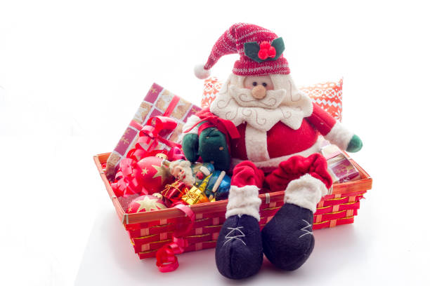 istock Basket with Christmas gifts 639868008