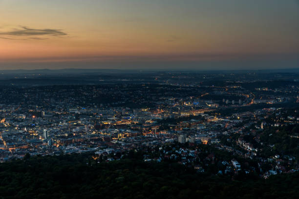 istock Stuttgart City at night in the summer -  Germany 639868254