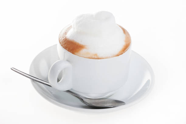 istock White milk mug with coffee and plate 639869636