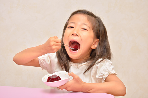 Japanese girl eating food