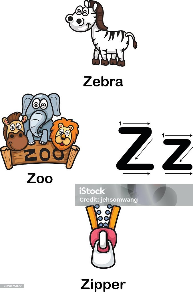 Alphabet Letter Z zebra,zoo,zipper vector illustration Alphabet Letter Z zebra,zoo,zipper  illustration Activity stock vector