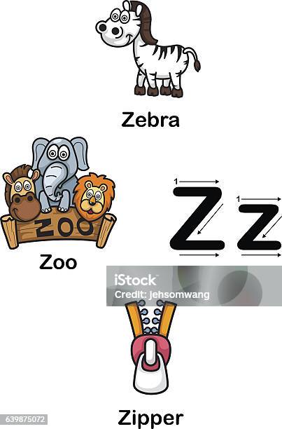 Alphabet Letter Z Zebrazoozipper Vector Illustration Stock Illustration - Download Image Now