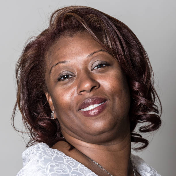 istock Smiling black mature woman 639875164
